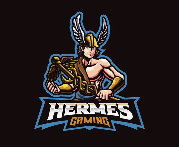 Mascotte Hermes Dieu Logo Design Illustration Vectorielle Dieu Chance Illustration — Image vectorielle