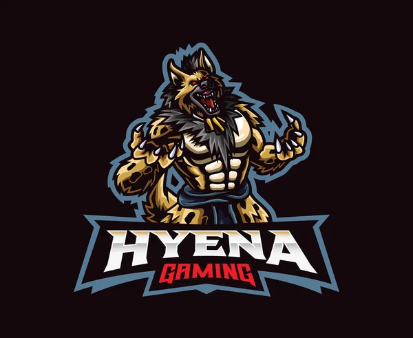 Diseño Del Logotipo Mascota Del Hombre Hyena Ilustración Vectorial Monstruo — Vector de stock