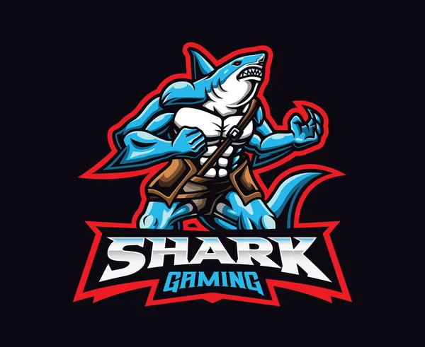 Mascotte Requin Homme Logo Design Illustration Vectorielle Requin Mutant Illustration — Image vectorielle