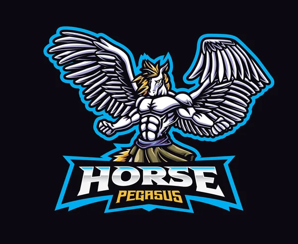 Pegasus Hombre Mascota Logo Diseño Ilustración Vectorial Hombre Pegaso Ilustración — Vector de stock