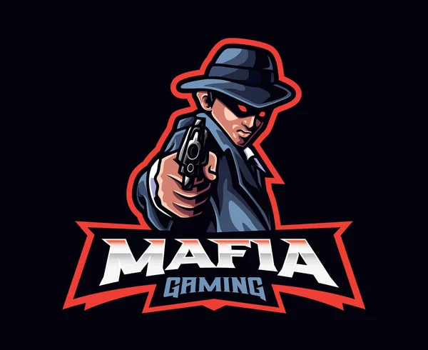 Mafia Mascote Logotipo Design Ilustração Vetor Gangster Máfia Ilustração Logotipo — Vetor de Stock