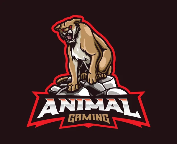Design Logotipo Mascote Puma Cougar Montanha Leão Vetor Ilustração Ilustração —  Vetores de Stock