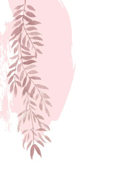 Бледные Акварельные Листья Белом Фоне Ботанический Дизайн Баннера Цветочные Пастельные — стоковое фото