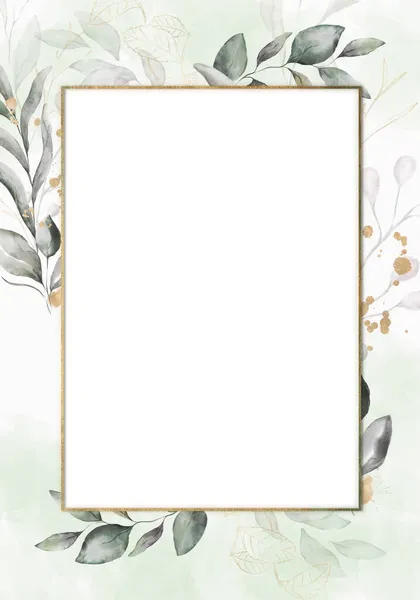 Bledé Listy Botanický Design Banner Květinový Pastelový Akvarel Rámeček — Stock fotografie