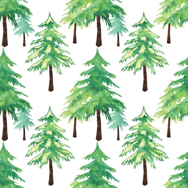 Natal Sem Costura Padrão Com Árvores Natal Verdes Fundo Branco — Fotografia de Stock