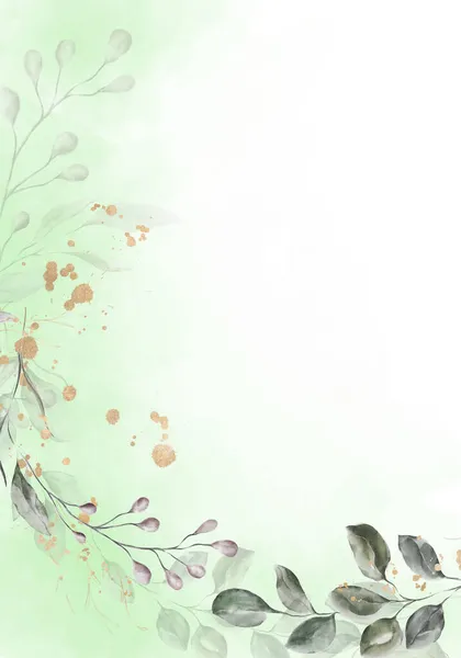 Блідо Листя Ботанічний Дизайнерський Банер Квіткова Пастельна Акварельна Рамка — стокове фото