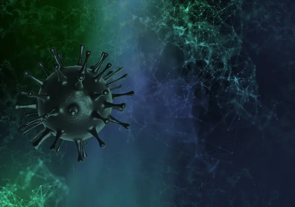 3Dレンダリング ウイルス細胞はコロナウイルス細胞の概念を流れる 肝炎ウイルス インフルエンザウイルスH1N1 インフルエンザ 細胞感染生物 エイズ ウイルス抽象的背景 — ストック写真