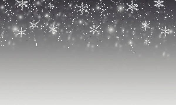 Snow Background Light Grey Christmas Snowfall Defocused Flakes Winter Concept — Stock Photo, Image