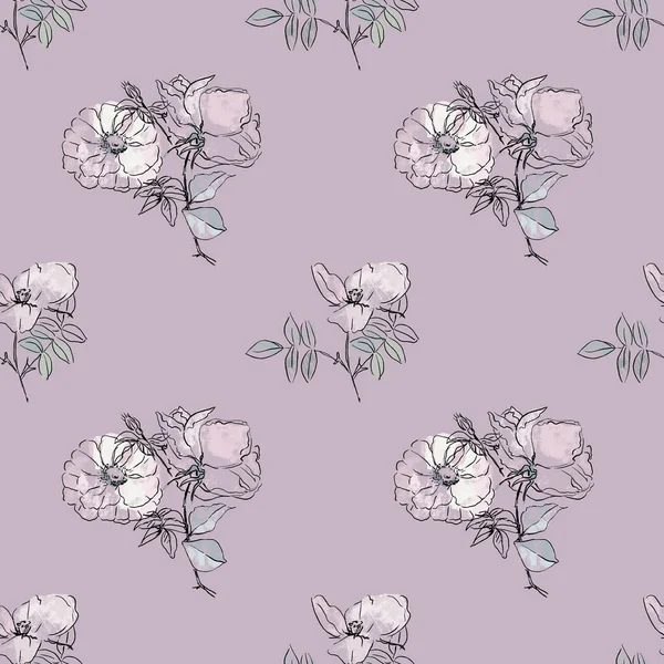 Απρόσκοπτη Φόντο Λευκά Doodles Λουλούδι Φωτεινό Φόντο Violett Πολυτελές Σχέδιο — Φωτογραφία Αρχείου