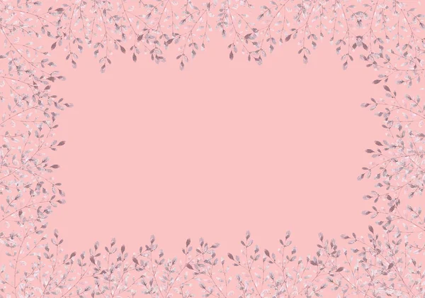 Бледные Листья Ботанический Дизайн Баннера Цветочная Пастельная Рамка — стоковое фото