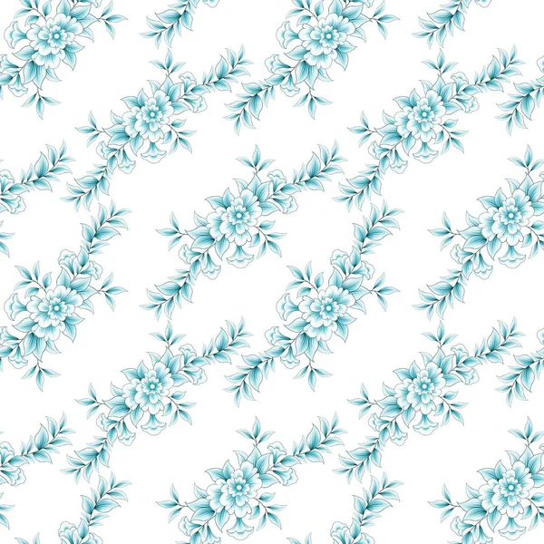 Płynne Tło Niebiesko Zielonymi Liśćmi Bazgrołów Białe Tło Luksusowy Wzór — Zdjęcie stockowe