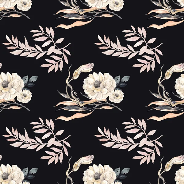 Zökkenőmentes Háttér Szabadság Virág Firkák Antracit Háttér Luxus Minta Textilek — Stock Fotó