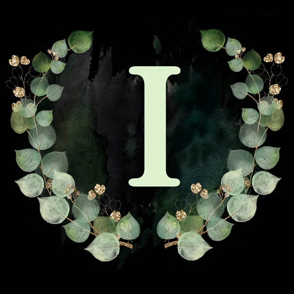 잎으로 장식한 알파벳의 — 스톡 사진