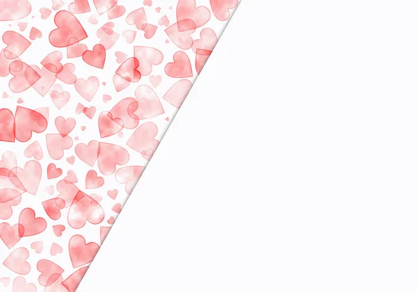 Herz Liebe Hintergrund Valentinstag Rosa Herzen Konfetti Verstreute Liebessymbole Zufällig — Stockfoto