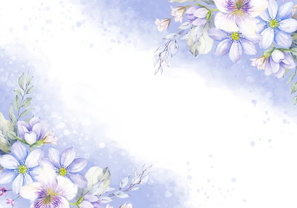Бледные Листья Цветы Ботанический Дизайн Баннера Цветочная Пастельная Рамка — стоковое фото