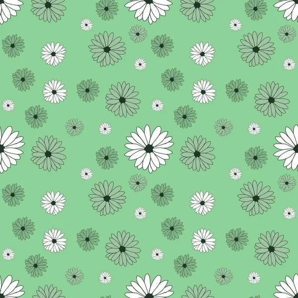 Seamless Background Flower Doodles Bright Green Background Luxury Pattern Creating — стоковое фото