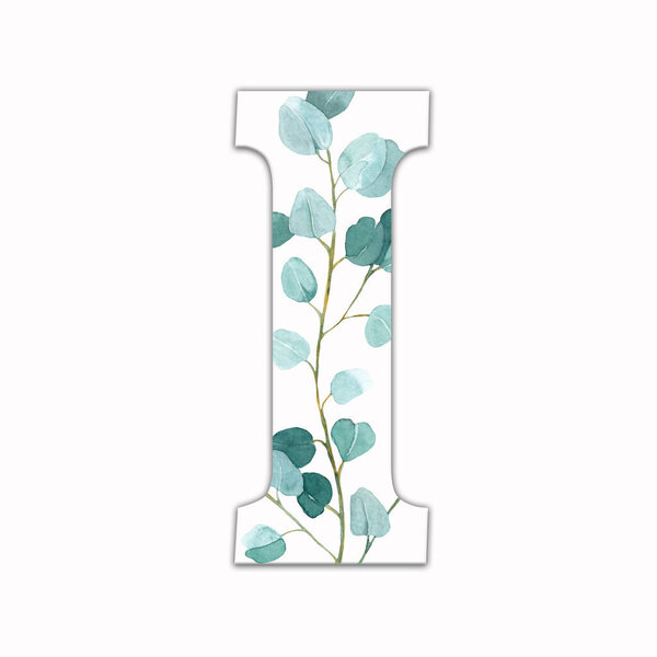Capital Letter Decorated Green Leaves Letter English Alphabet Floral Decoration Stock Picture
