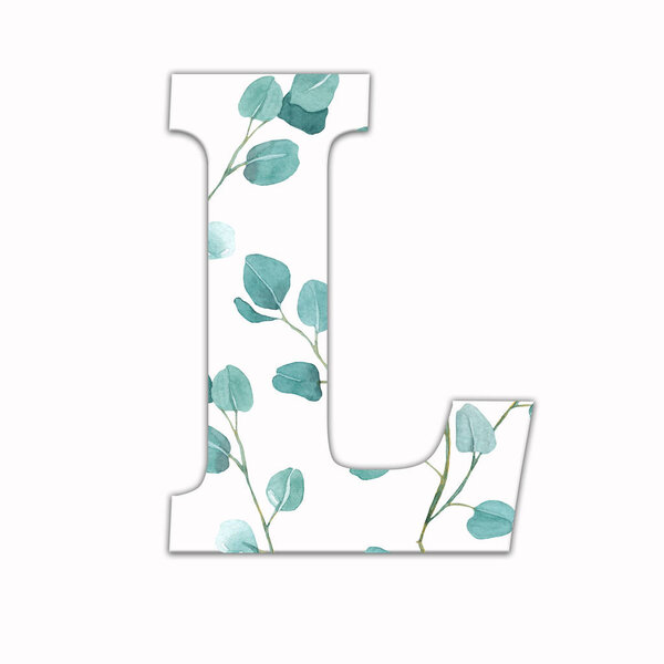 Capital Letter Decorated Green Leaves Letter English Alphabet Floral Decoration Stock Photo