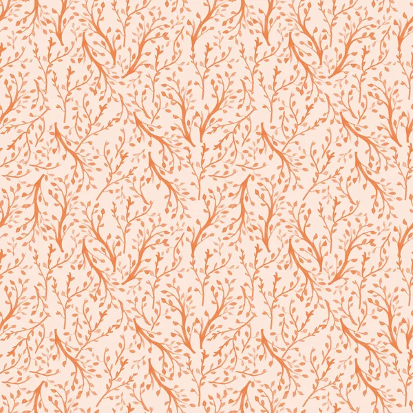 Seamless background with orange leave doodles on bright mint background. Luxury pattern for creating textiles, wallpaper, paper. Vintage. Romantic floral Illustration