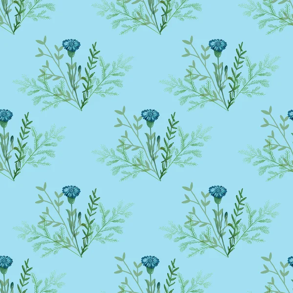 Seamless Background Flower Doodles Bright Blue Background Luxury Pattern Creating — Stock Fotó