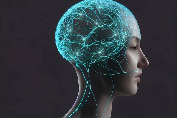Inteligencia Artificial Concepto Realidad Virtual Con Silueta Cabeza Humana Hecha — Foto de Stock