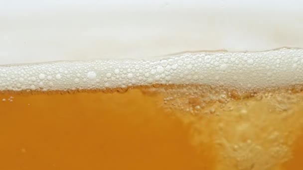 新鲜啤酒在玻璃杯中起泡 — 图库视频影像