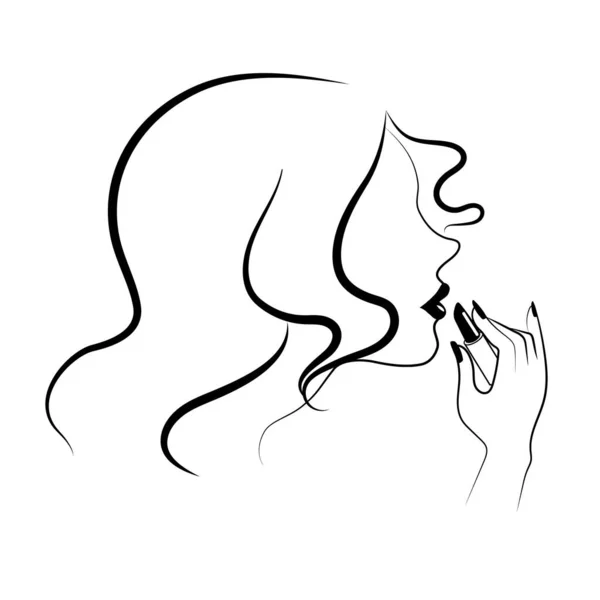 Ilustração vetorial do logotipo por uma mulher bonita no estilo de um doodle tinge os lábios — Vetor de Stock