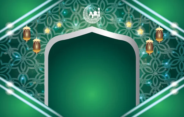 Islamisch Grüner Hintergrund Mit Leerzeichen Der Mitte — Stockvektor