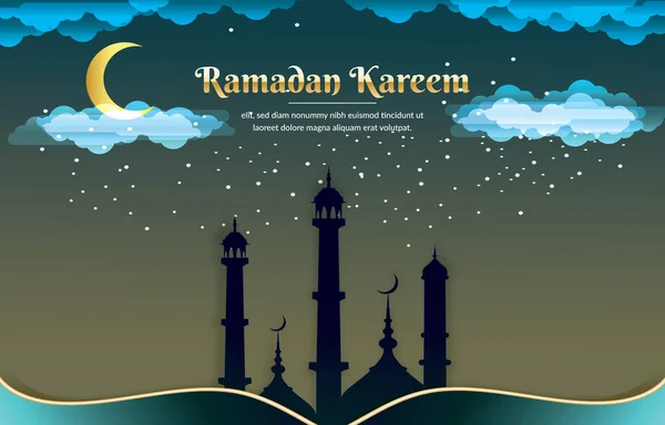 Bela Ilustração Noite Ramadã Com Fundo Colorido — Vetor de Stock