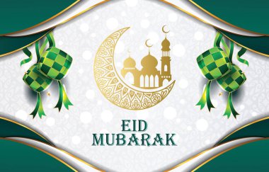 Yeşil ve beyaz renk tasarımlı zarif bayram mübarek arkaplanı