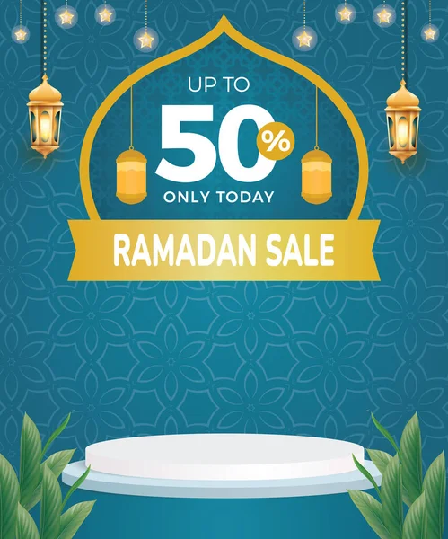 Venta Ramadán Banner Poste Medios Sociales Con Color Azul — Archivo Imágenes Vectoriales