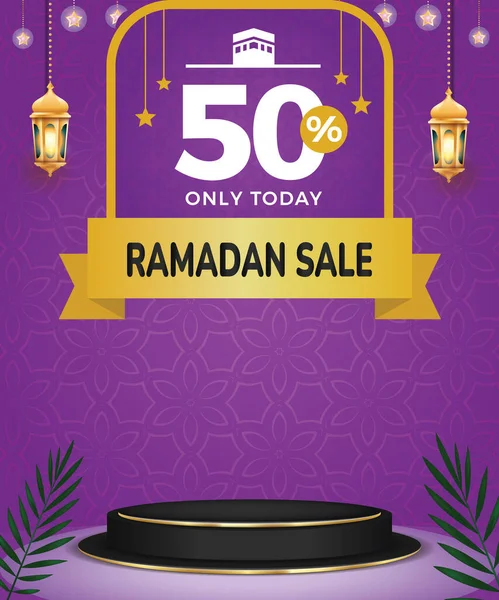Venta Ramadán Banner Poste Medios Sociales Con Color Púrpura — Archivo Imágenes Vectoriales