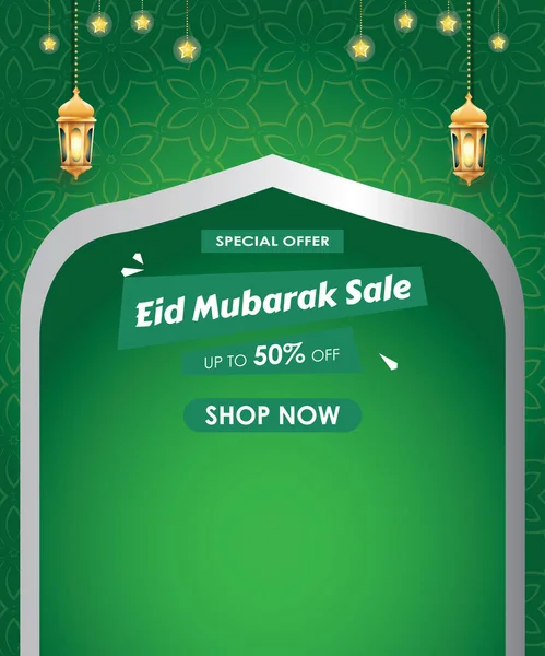 Eid Mubarak Venta Social Media Post Con Fondo Color Verde — Archivo Imágenes Vectoriales