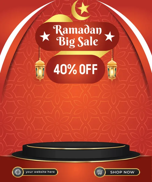 Ramadán Fondo Gran Venta Con Diseño Color Rojo — Archivo Imágenes Vectoriales
