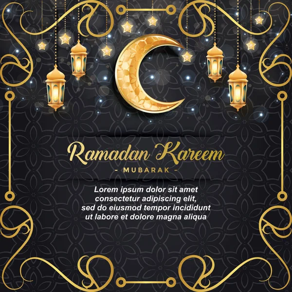 Fundo Kareem Ramadan Com Belo Design Cor Preta Dourada — Vetor de Stock