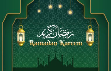 Yeşil renk tasarımlı zarif ramazan arkaplanı