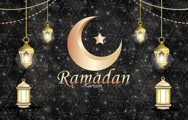 Fundo Ramadan Com Design Cor Escura — Vetor de Stock