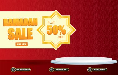 Ramazan satışı afişi ve ürün için boş alan podyumu