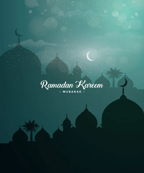 Ramadan Kareem Background Black Green Colour Design — Vetor de Stock