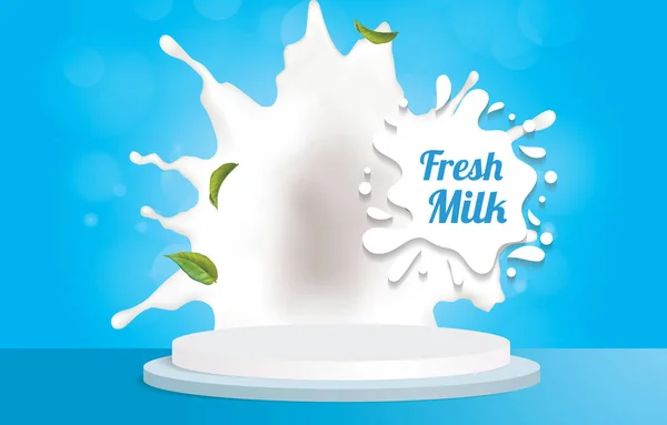 Fresh Milk Banner Podium Blank Space Product Sale — ストックベクタ