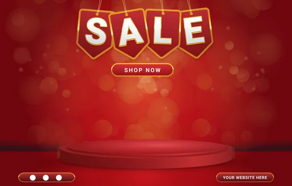 Sale Banner Podium Product Sale Dark Red Background — Archivo Imágenes Vectoriales