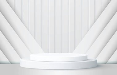 beautiful white podium with blank space for product sale