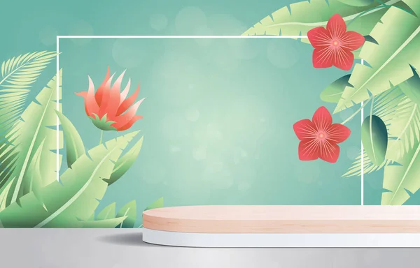 Summer Sale Podium Blank Space Product Sale Green Background — Stockový vektor