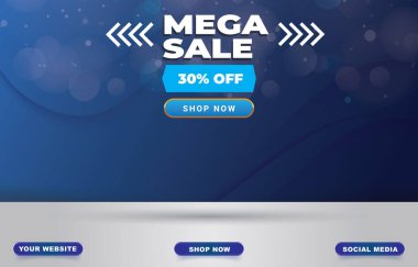mega sale banner with blank space for product sale with abstract blue background design