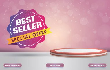 special offer sale with blank space podium for product sale with purple and white background design