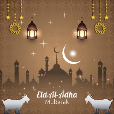 eid al adha social media post with brown islamic background