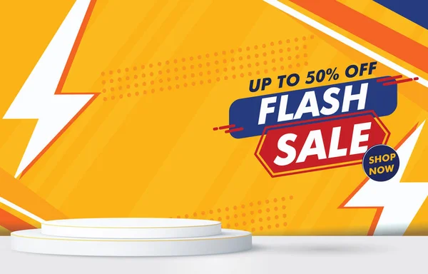Flash Sale Podium Blank Space Product Sale Orange Background Design — Vettoriale Stock