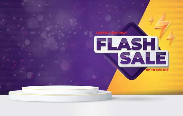 Flash Sale Podium Blank Space Product Sale Purple Background Design — 图库矢量图片