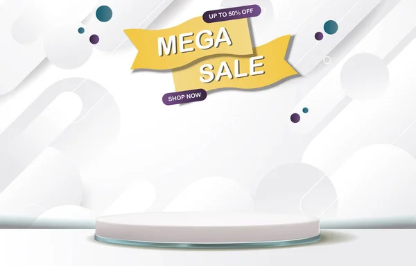 Mega Sale Podium Blank Space Product Sale White Background Design — 图库矢量图片