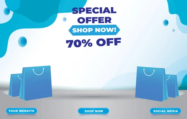 Special Sale Banner Blank Space Product Sale Blue White Background — Image vectorielle
